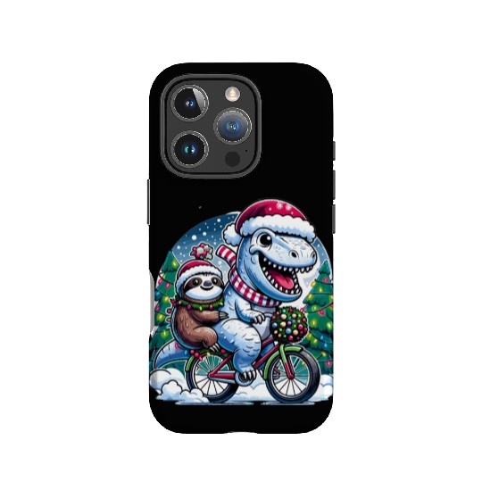 Winter Wonderland T-Rex and Sloth Cycling Duo IPhone Cases