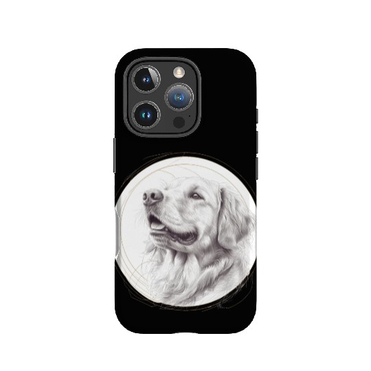Golden retriever portrait pencil sketch IPhone Cases