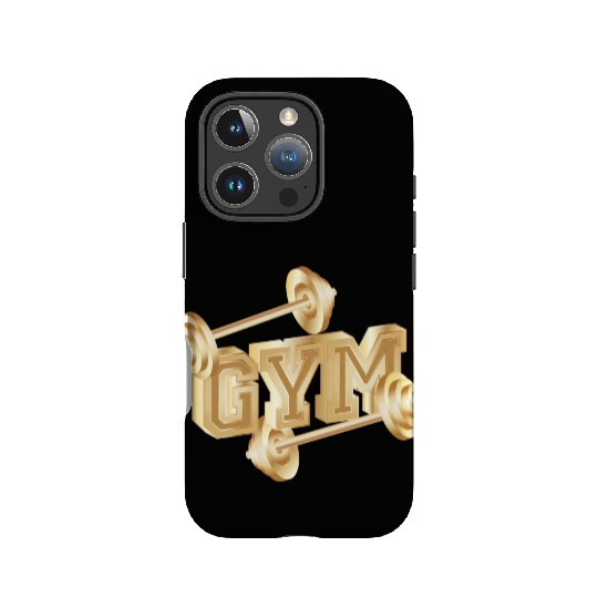 gold dumbbell typography for gym enthusiasts IPhone Cases