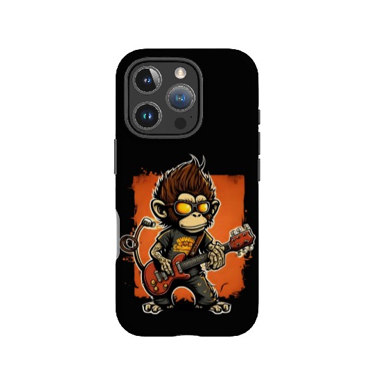 Monkey Chimpanzee Playing Acousitc Rock Guitar IPhone Cases