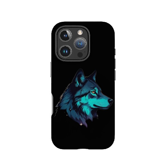 silhouette of a wolf head double exposure blending IPhone Cases