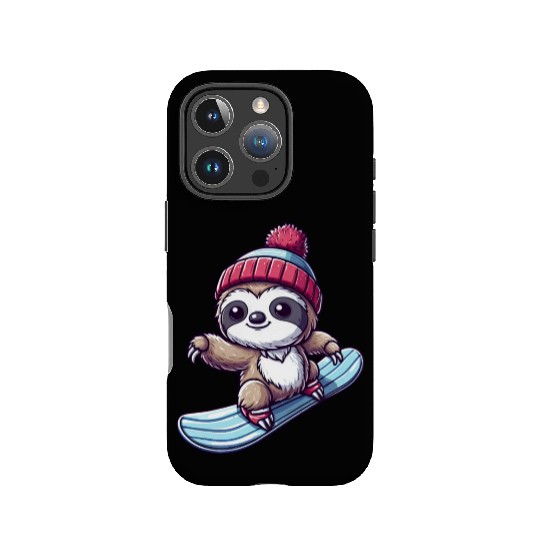 Sloth Snowboarder Winter Sports Vacation Design IPhone Cases