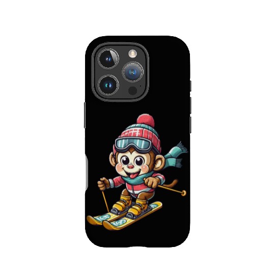 Monkey Chimpanzee Skier Winter Vacation Design IPhone Cases