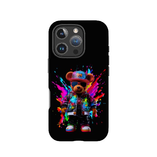 Watercolor Hip Hop Teddy Bear Colorful Splash Art IPhone Cases