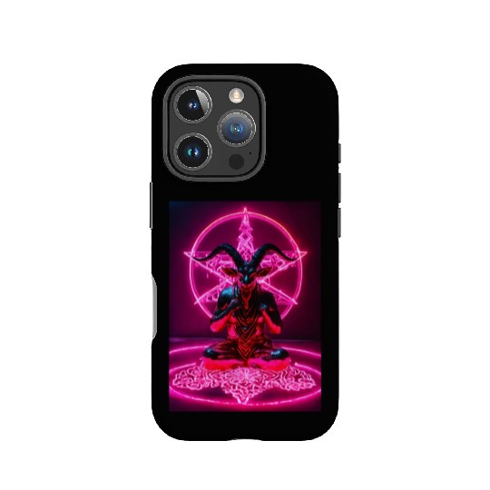Baphomet made of diamonds and glitter neon light IPhone Cases