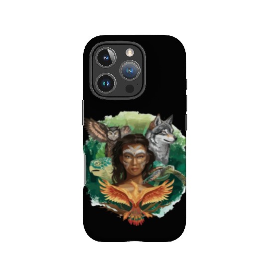 Wildlife Tribal Wolf Owl Turtle Woman for a IPhone Cases