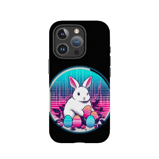 White Easter Bunny with Eggs IPhone Cases