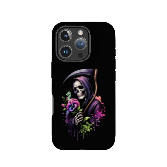 Grim Reaper Holding Sweet Pea flower IPhone Cases