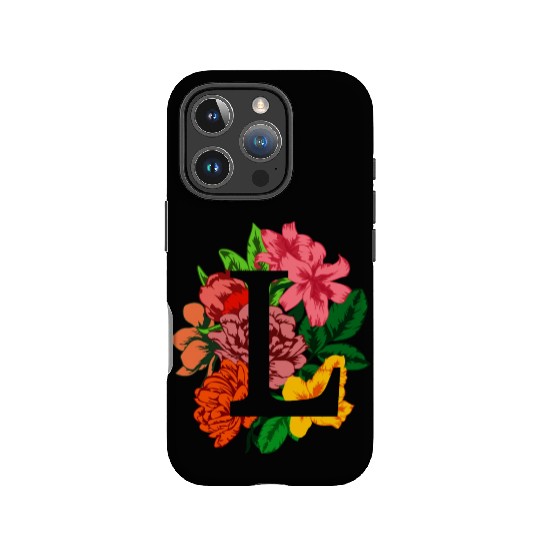 Capital letter L monogram with peony, lily flowers IPhone Cases