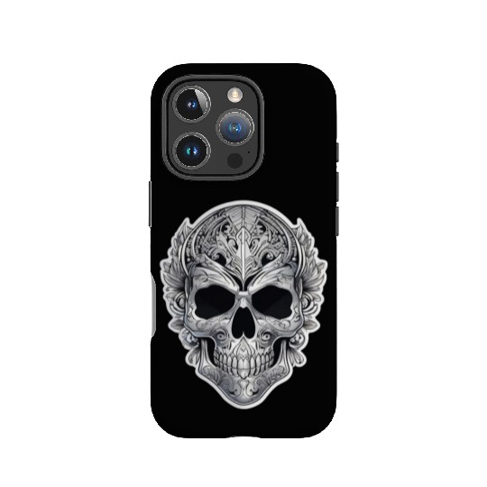 Mexican tribal silver metallic skull IPhone Cases