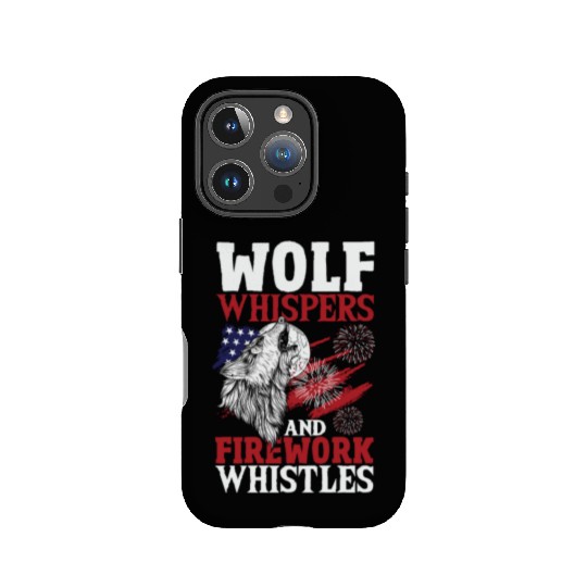 Howling Wolf White Stars Red Stripes American IPhone Cases