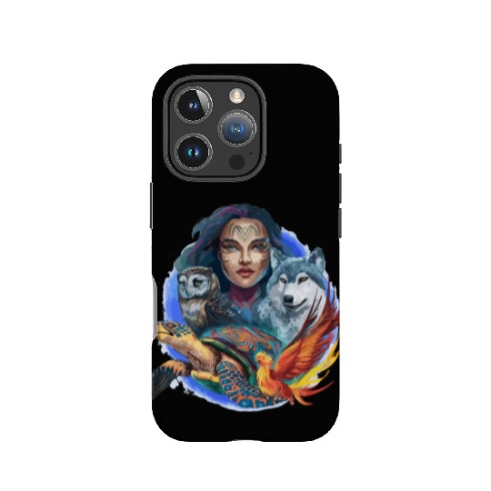 Wildlife Tribal Wolf Owl Turtle Woman for a IPhone Cases