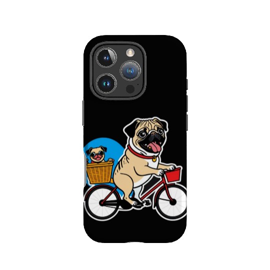 Comical Pug: Effortful Bike Ride IPhone Cases