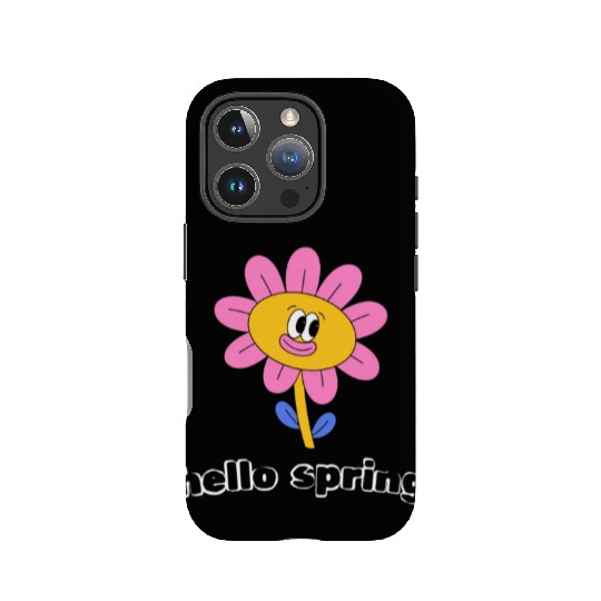 Funny retro hello spring day groovy flowers cute IPhone Cases