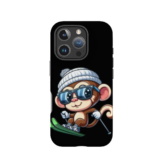 Monkey Chimpanzee Skier Skiing IPhone Cases