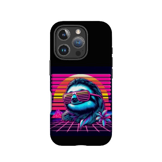 Synthwave Retro 80's Sloth IPhone Cases