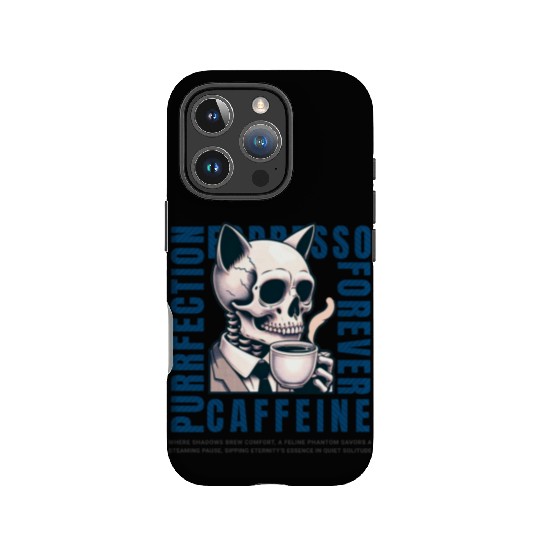 Cat Skull Caffeine Connoisseur - Eternal Coffee IPhone Cases