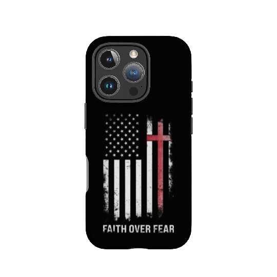 US USA Flag American Faith Over Fear Cross IPhone Cases