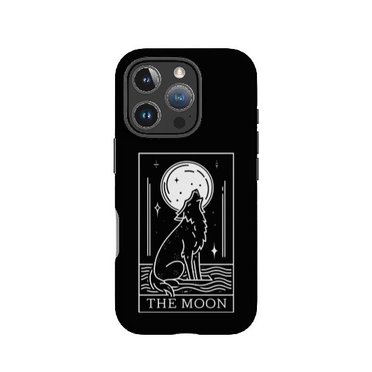 Tarot Card The Moon and Wolf IPhone Cases