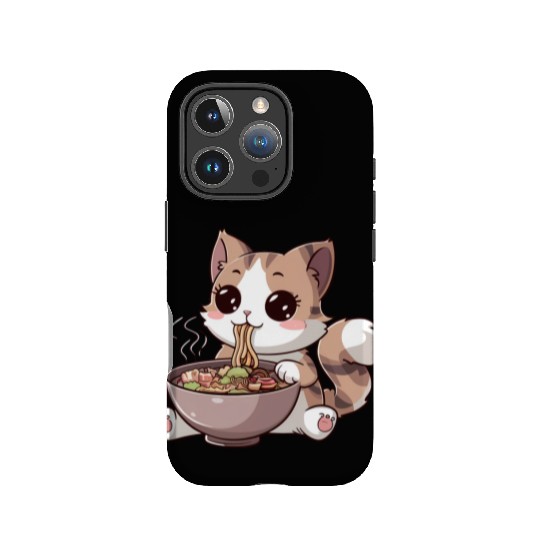 Kawaii Cat Eating Ramen IPhone Cases