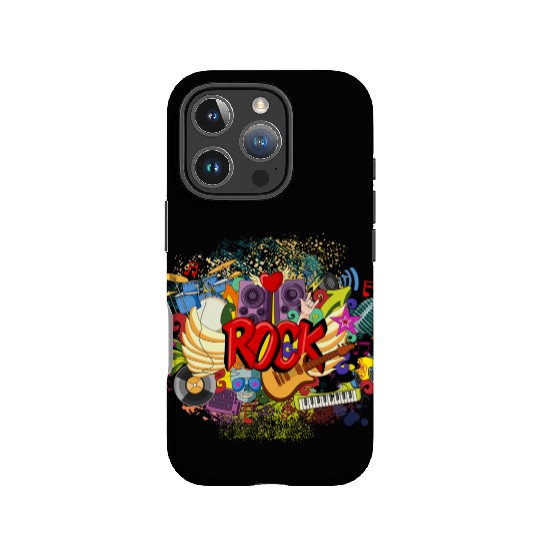 Vector Rock n Roll Theme Guitar Piano Song Drum IPhone Cases