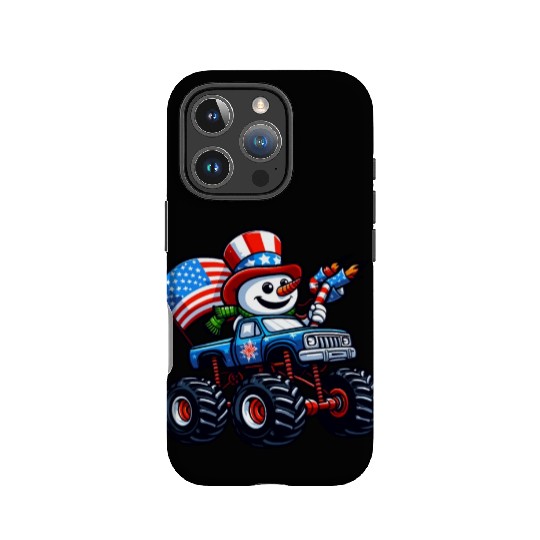 Snowman Riding Monster Truck 4th Of July Independe IPhone Cases