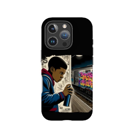 AI Teen in Underground Subway Layup -Masked Border IPhone Cases