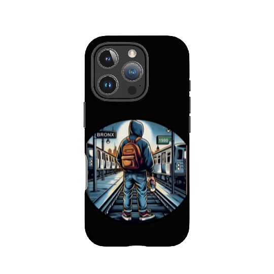 AI Teen in Outdoor Subway Yard - Circle Border IPhone Cases