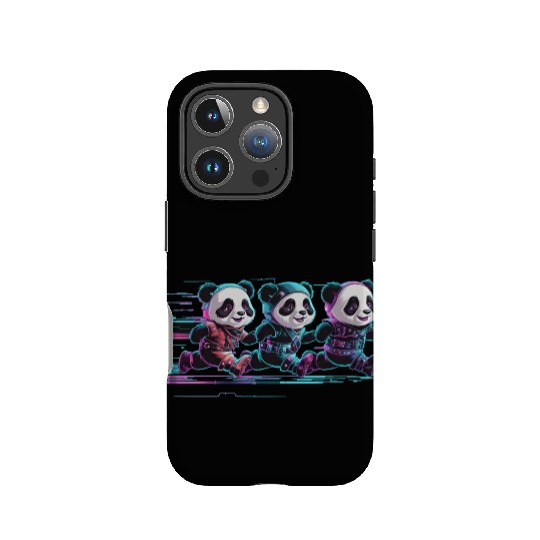 funny panda running with a joyful IPhone Cases