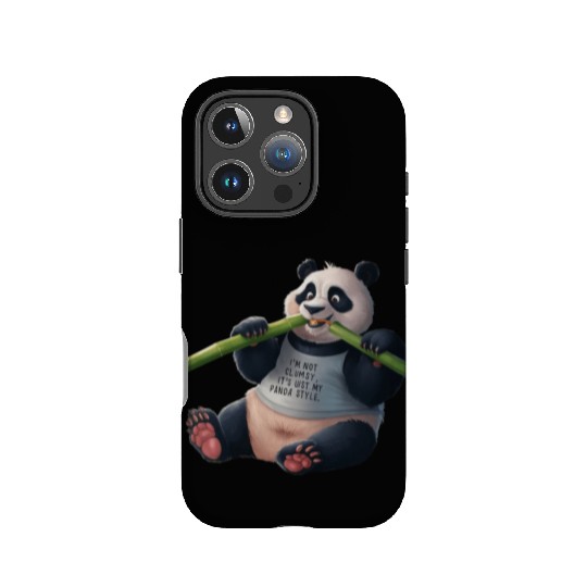Panda Paradise: Serene Panda Enjoying a Bamboo Fea IPhone Cases