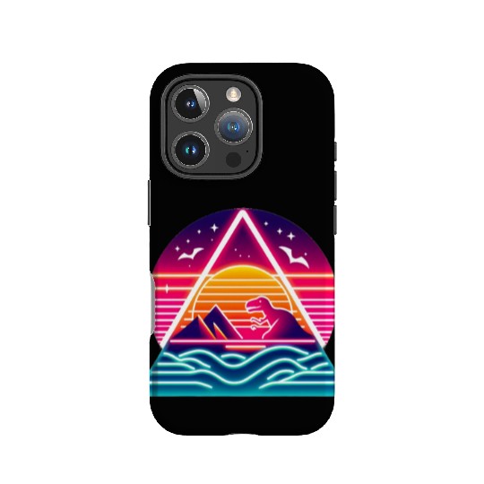 Retro dinosaurs in the 80s triangle IPhone Cases