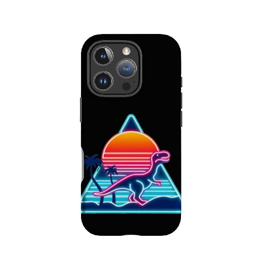 Retro dinosaurs in the 80s triangle IPhone Cases