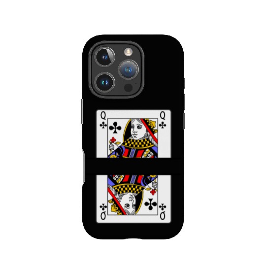 Playing card queen of clubs with banner space IPhone Cases