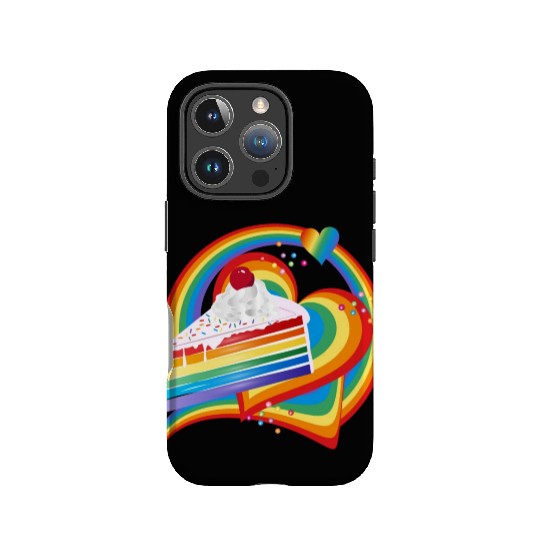 Piece of rainbow cake with cream and cherry IPhone Cases