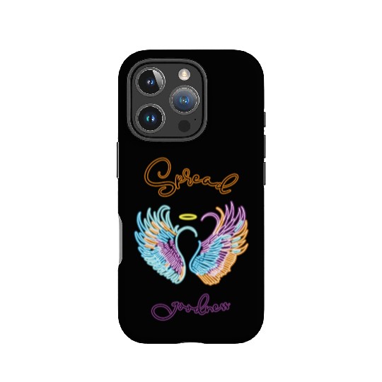 Neon angel wings with helo IPhone Cases