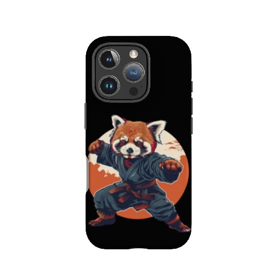 Red panda karate fighting style IPhone Cases