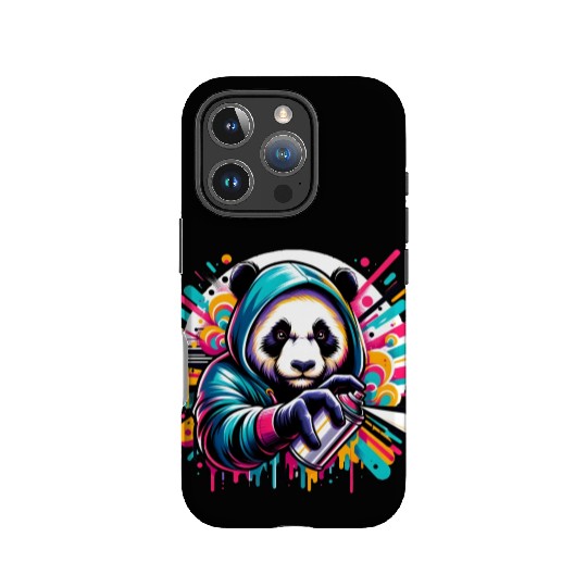 funny panda bear with graffiti and spray can IPhone Cases