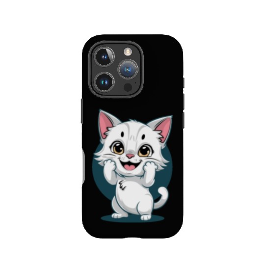 Cute White Happy Surprise Cat IPhone Cases