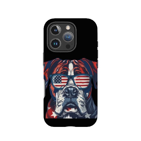 Boxer dog. American memorial day IPhone Cases