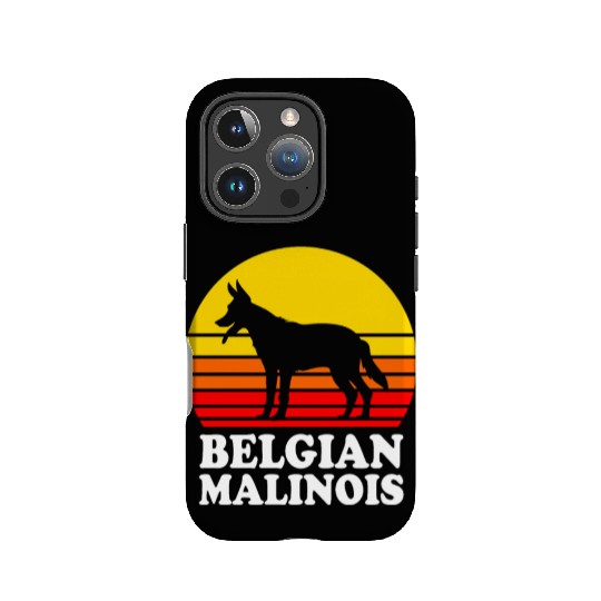 Retro Sunset Dog Silhouette Belgian Malinois Dog IPhone Cases