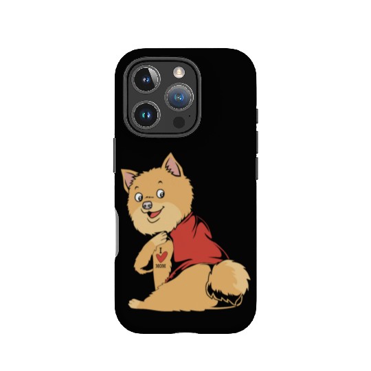 Mothers Day I Love Mom Tattoo Dog Pomeranian IPhone Cases