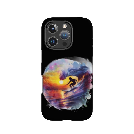 Watercolor Sunset Surfing Clipart | Surfboard, IPhone Cases