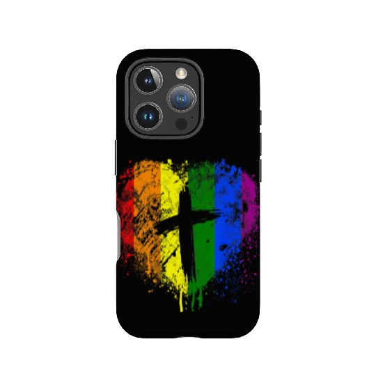 Rainbow Heart with Cross Gay Pride LGBT Christian IPhone Cases