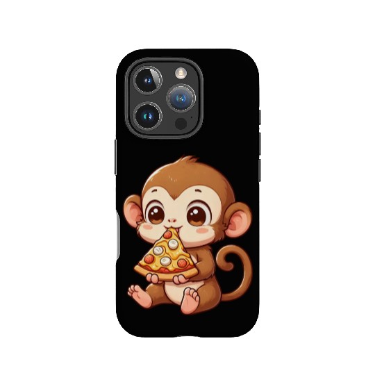 Funny monkey loves pizza humorous chimpanzee IPhone Cases