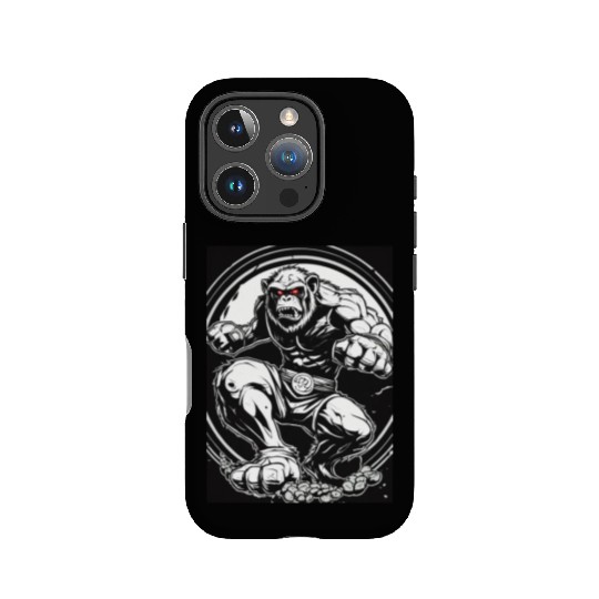 Zombie ape street fighter black and white circle l IPhone Cases