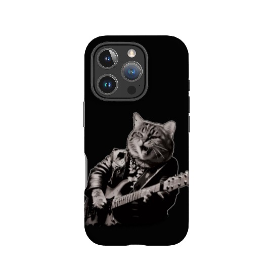 Rocker Cat Playing Guitar Instruments Meow IPhone Cases