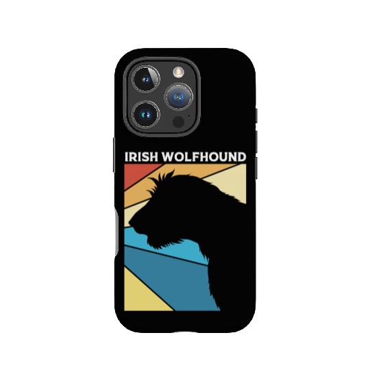 Retro 80s Irish Wolfhound Dog Silhouette IPhone Cases