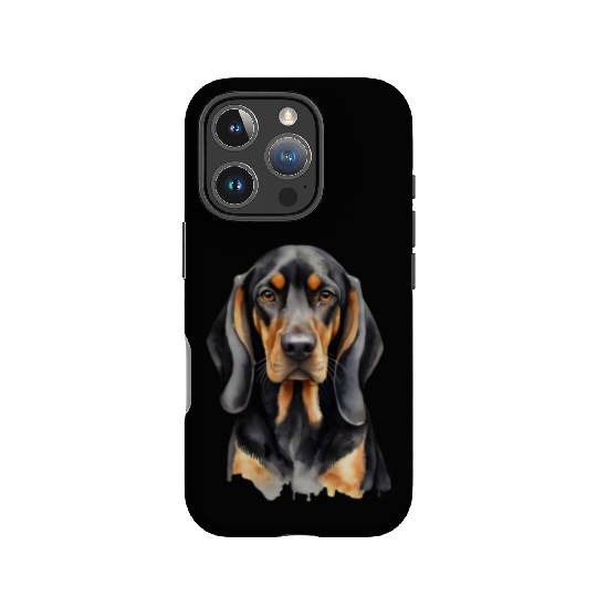 Elegant watercolor Black & Tan Coonhound Dog IPhone Cases