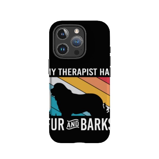 My Therapist Has Fur And Barks Retro Therapy Dog IPhone Cases
