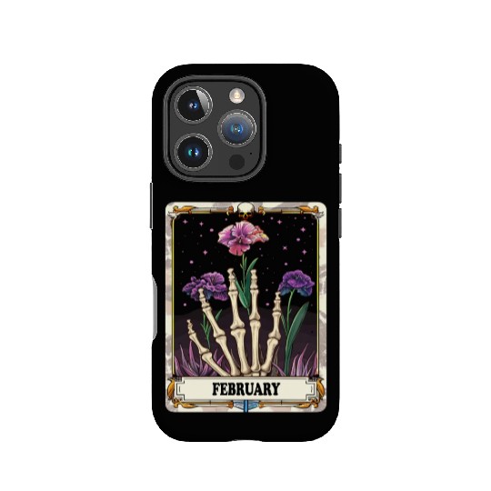 February Gothic Tarot Card - Violet Flower & Skele IPhone Cases